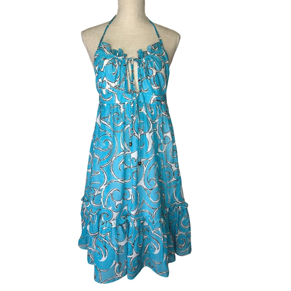 Milly New York Cotton Halter‎ Dress Blue Size 6